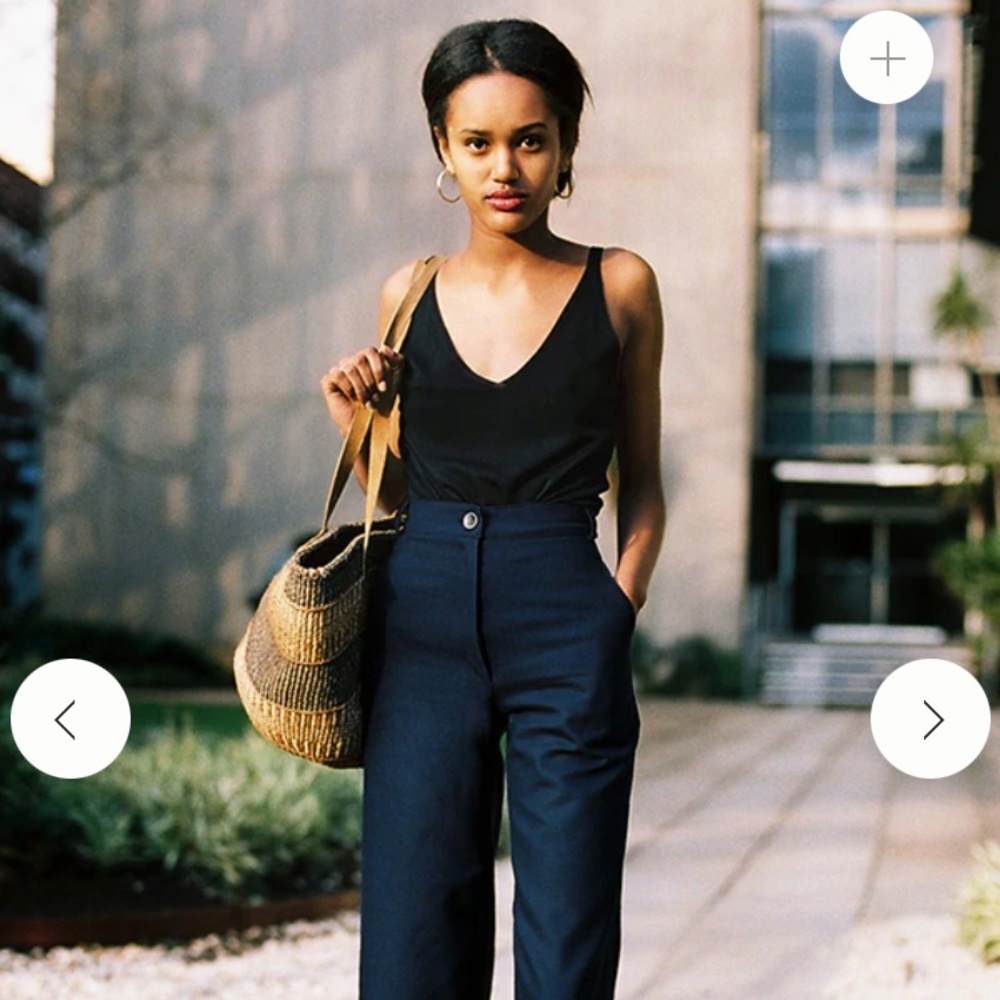NWT Caves Collect Navy light wool high waisted pants.